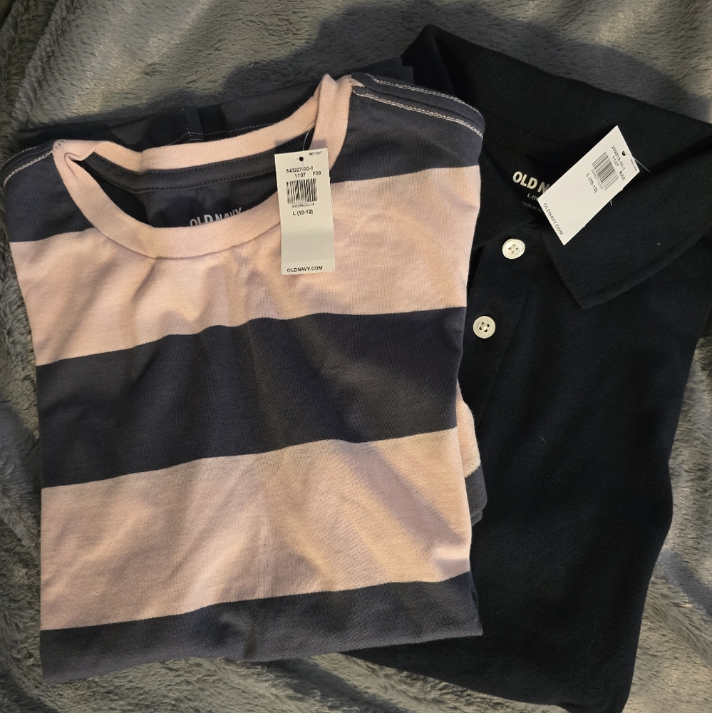Old Navy Kids Striped Pink and Gray Shirt
